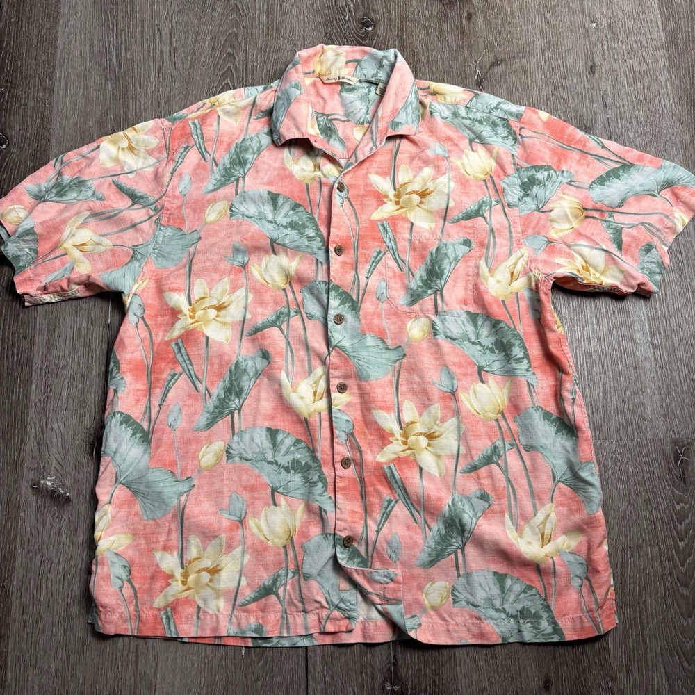 Tommy Bahama Men's XL Tropical Silk Short Sleeve Button Down Pocket Shirt